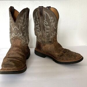 JUSTIN Scottsbluff Leather Western Cowboy Riding Work Boots Sz 12 D Square Toe
